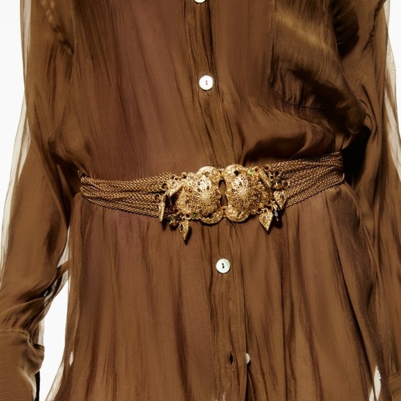 NWT. Zara Golden  Belt with Metal Chains. - Picture 3 of 6